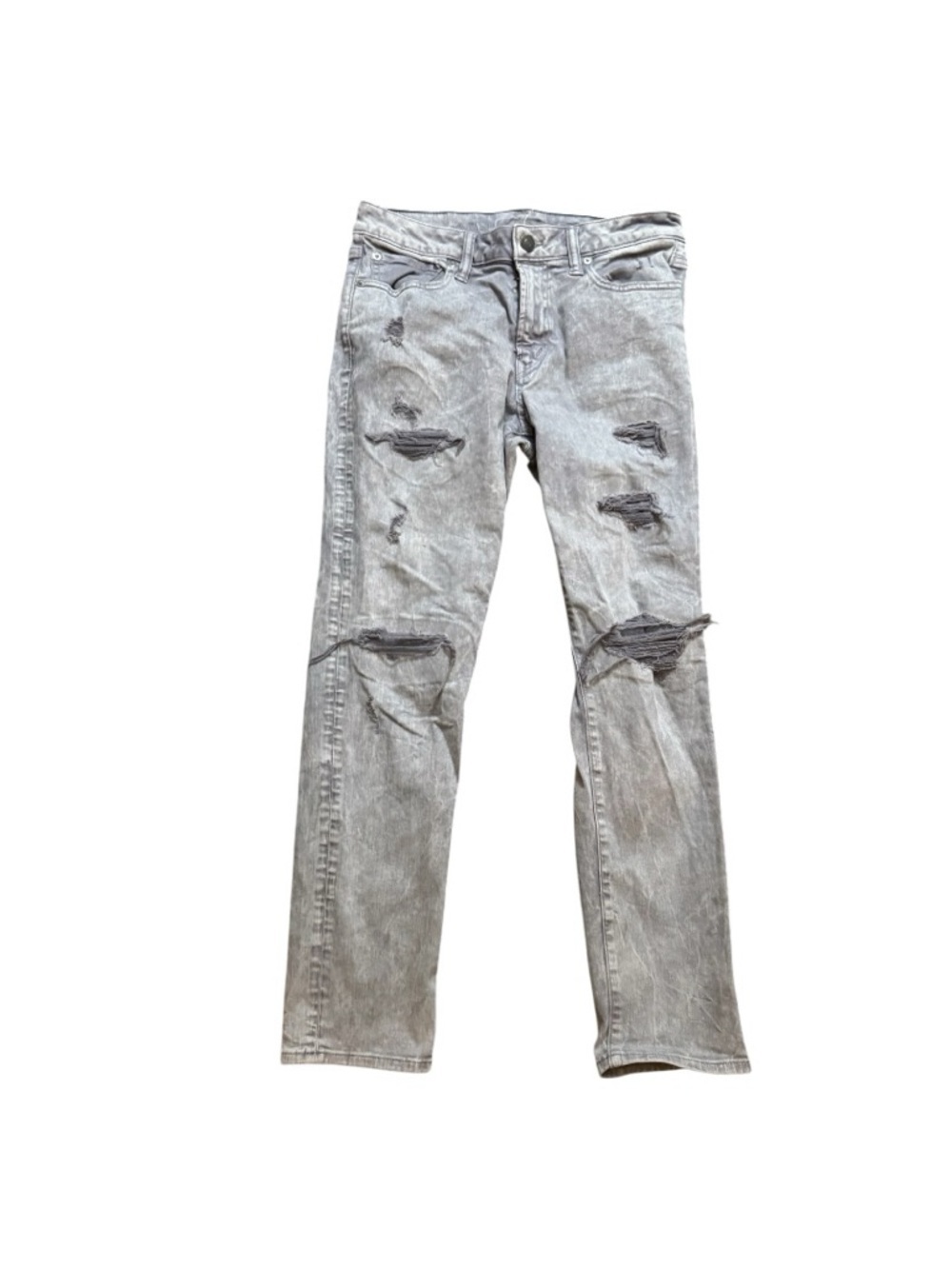 American Eagle Outfitters Men's Straight Ripped Jeans - Light Gray Wash
